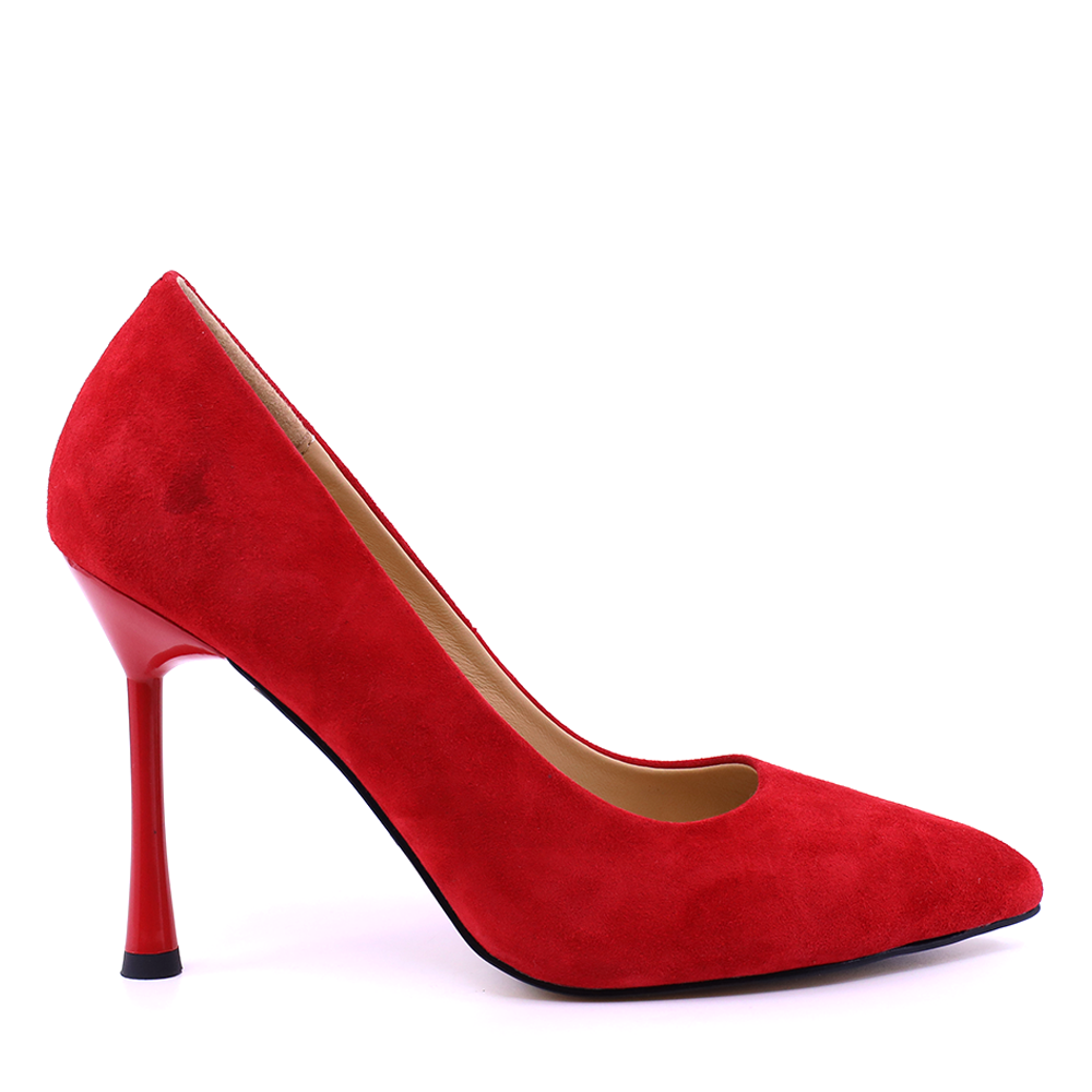 Pantofi stiletto femei Enzo Bertini roșii din piele întoarsă 1390DP2200VRO