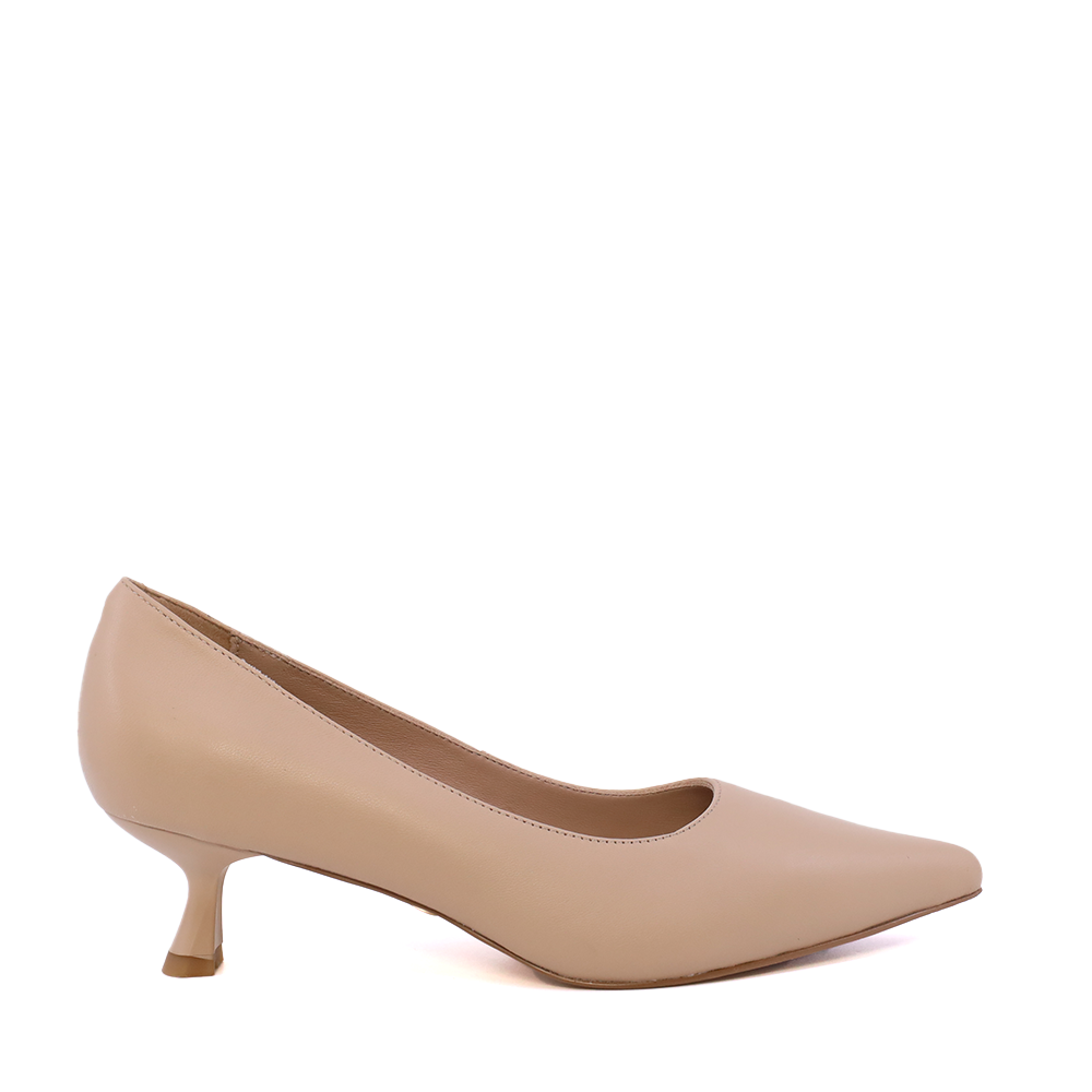 Pantofi tip kitten heel femei Enzo Bertini bej din piele naturală 1391DP9341BE