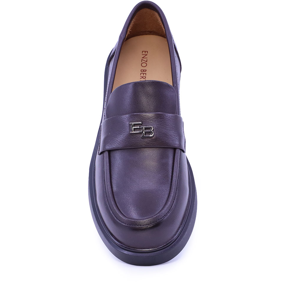 Pantofi tip loafer femei Enzo Bertini maro din piele  3862DP047M