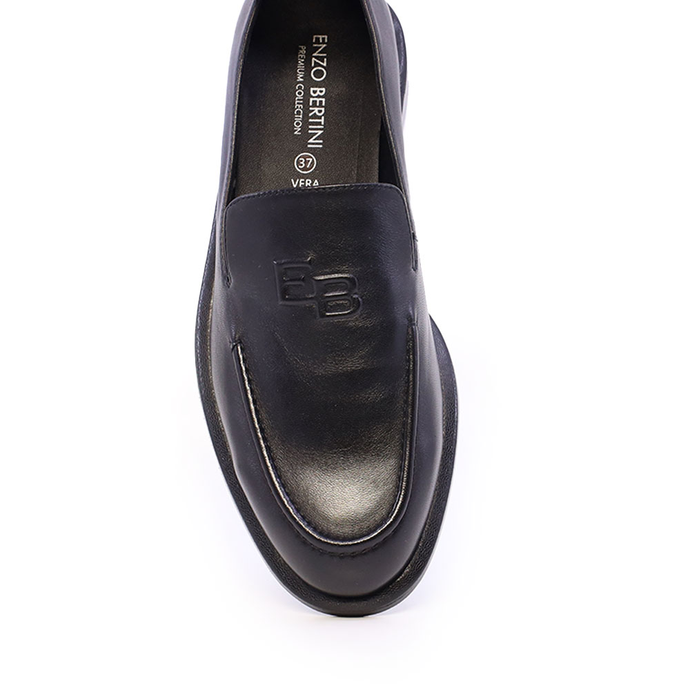 Pantofi tip loafer femei Enzo Bertini negri din piele  2271DP2510N
