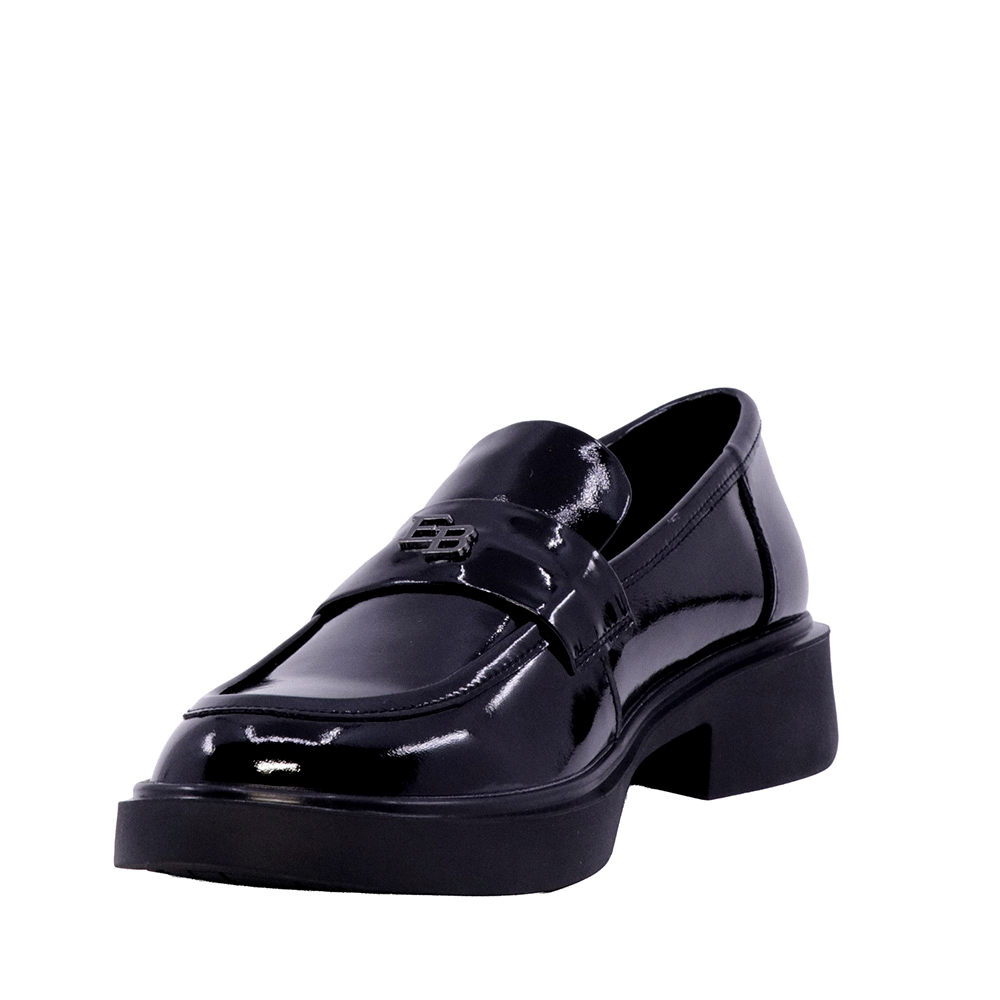 Pantofi tip loafer femei Enzo Bertini negri din piele lăcuită 3862DP047LN