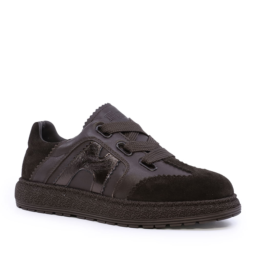 Sneakers cu șiret gros femei Enzo Bertini negri din piele 3052DP2512VN