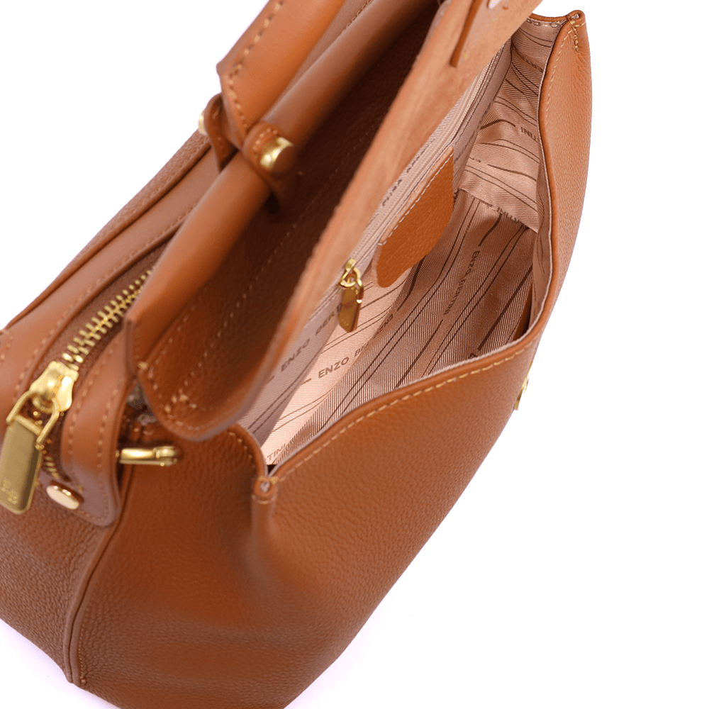 Poșetă satchel femei Enzo Bertini maro cognac 1349POSP2416CO