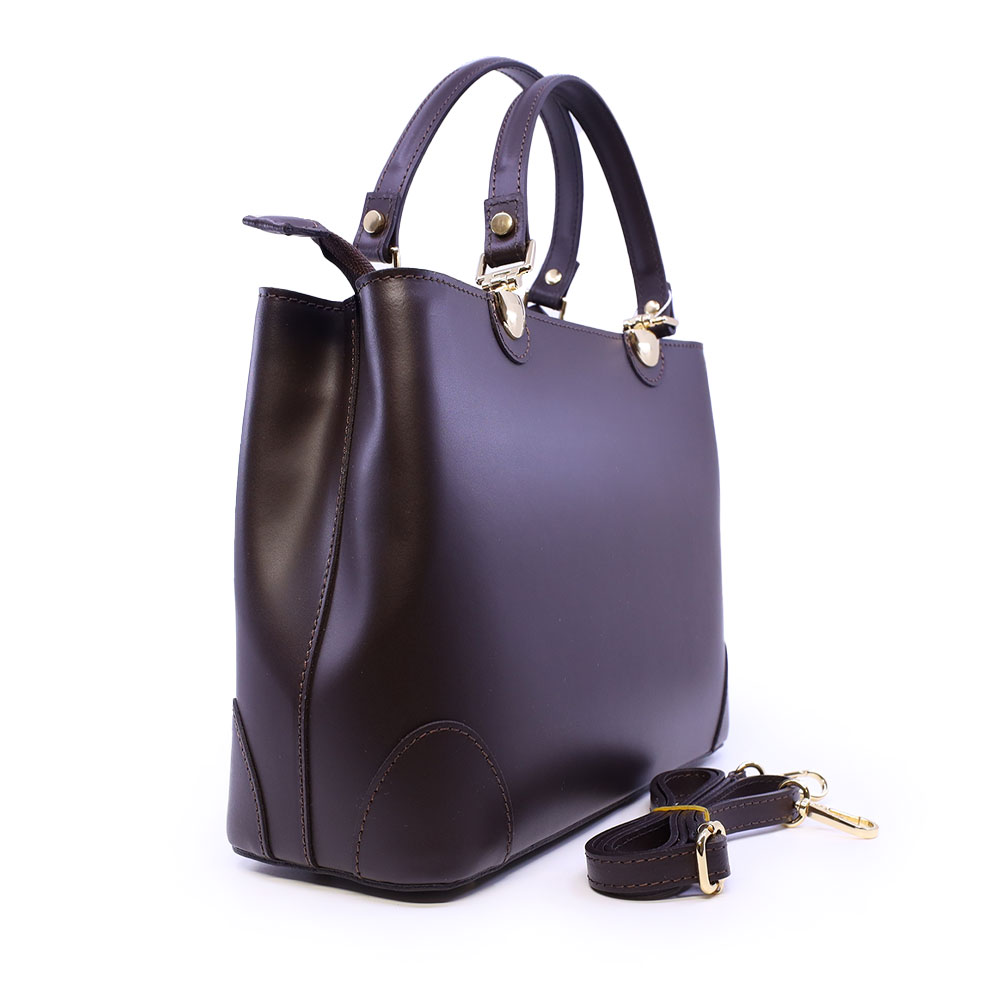 Poșetă Enzo Bertini  maro închis din piele 337POSP080TDM - imagine 2