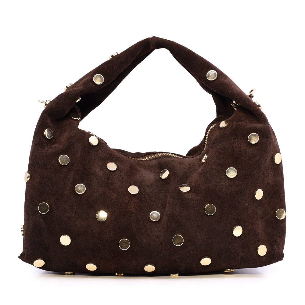 Poseta hobo femei Enzo Bertini maro din piele intoarsa 154POSP3624M