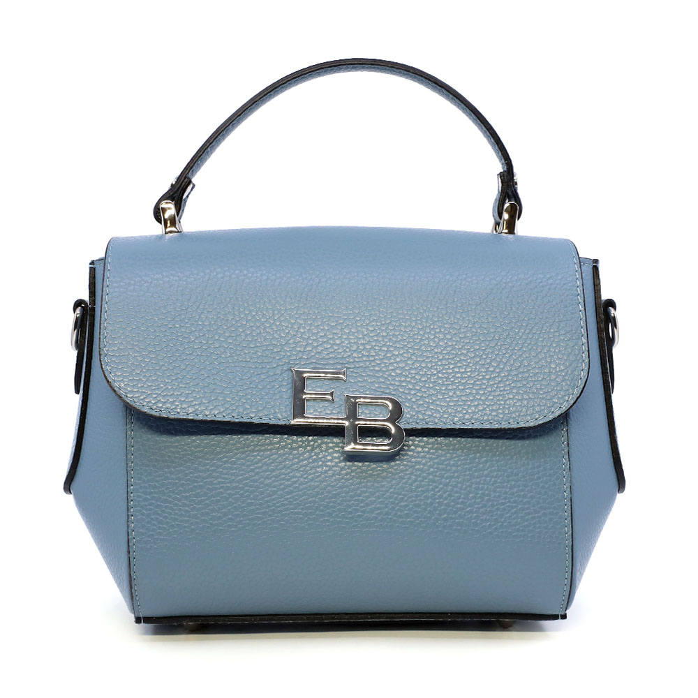 Poșetă satchel femei Enzo Bertini albastră din piele naturală cu logo 154POSP3371AZ