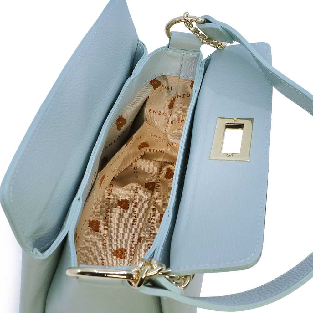 Poșetă satchel femei Enzo Bertini albastru deschis din piele naturală 154POSP3317LBL