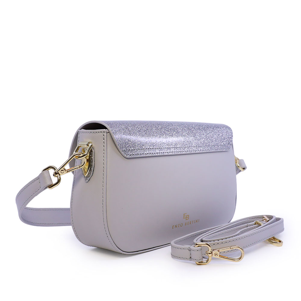Poșetă satchel femei Enzo Bertini argintie din piele 154POSP3739GAG — imaginea 2