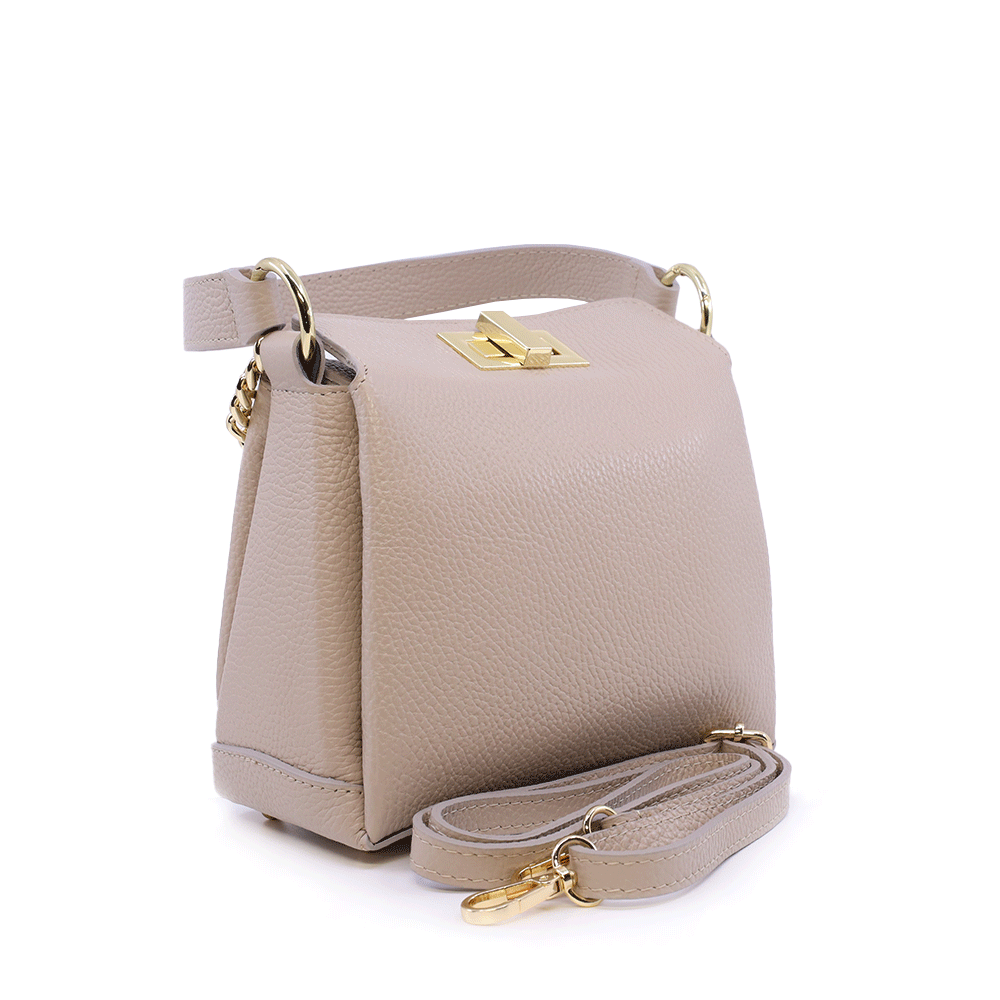 Poșetă satchel femei Enzo Bertini bej din piele 154POSP3604BE