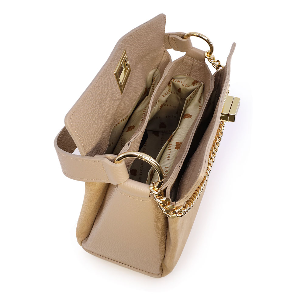 Poșetă satchel femei Enzo Bertini bej  din piele naturală 154posp3401vbe - imagine 2