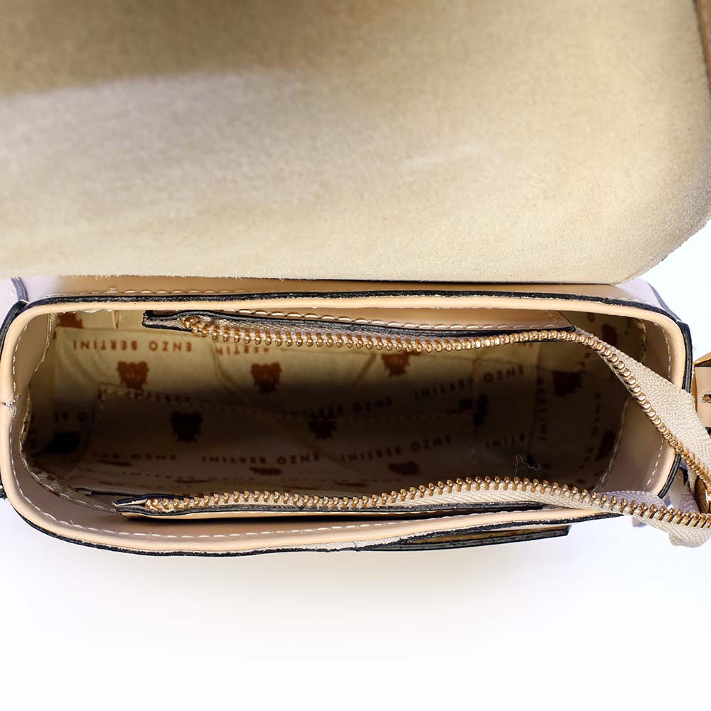 Poșetă satchel femei Enzo Bertini bej din piele naturală 154posp3573be
