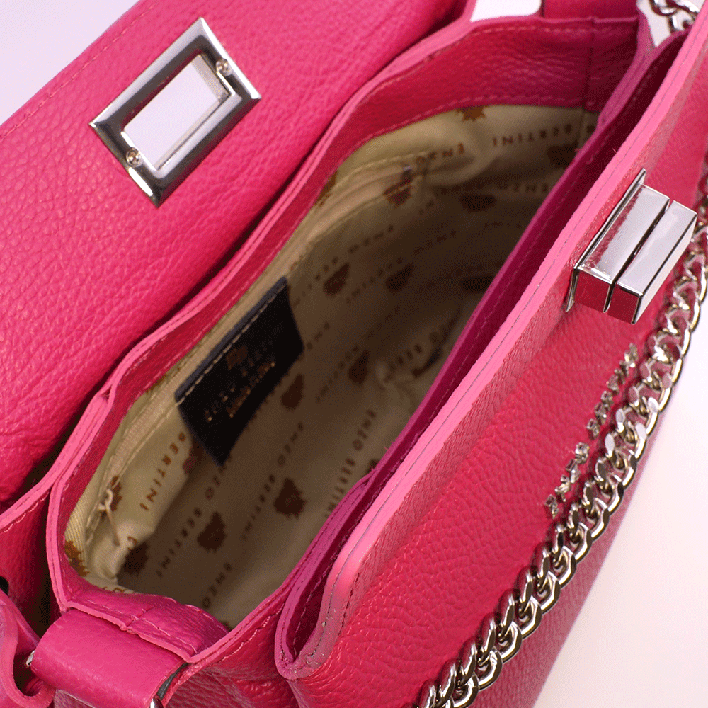 Poșetă satchel femei Enzo Bertini fuchsia din piele naturală 154POSP3317FU