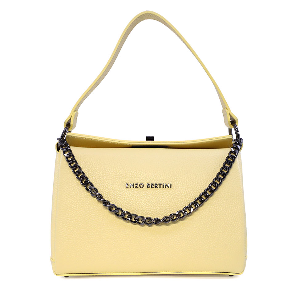 Poșetă satchel femei Enzo Bertini galbenă din piele naturală 154POSP3317G