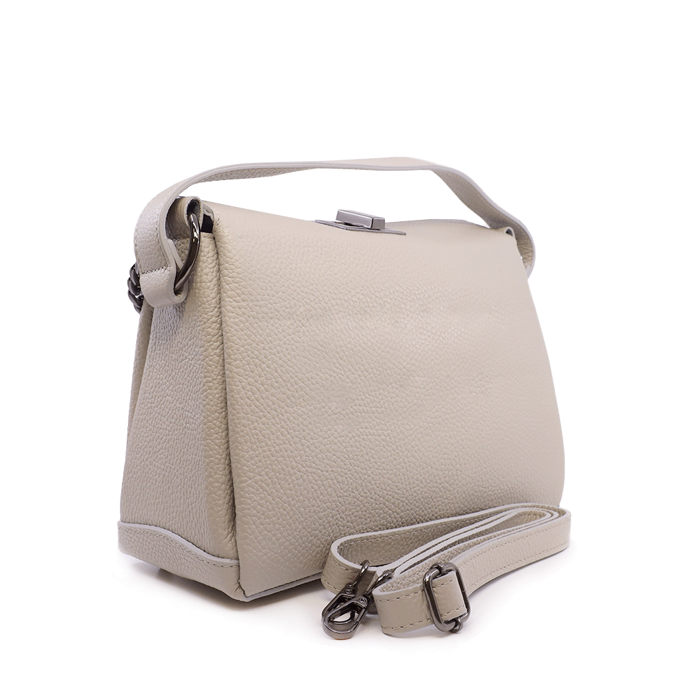 Poșetă satchel femei Enzo Bertini gri deschis din piele naturală 154POSP331GH - 1 | YEO