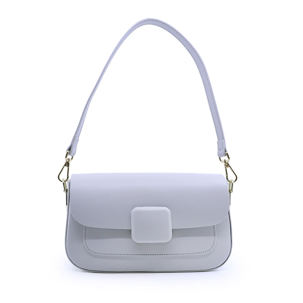 Poseta satchel femei Enzo Bertini gri din piele 154POSP3739GR