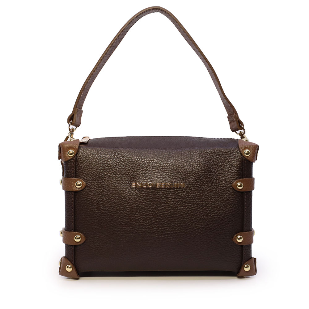 Poșetă satchel femei Enzo Bertini maro închis din piele naturală 154POSP3582TDMTA