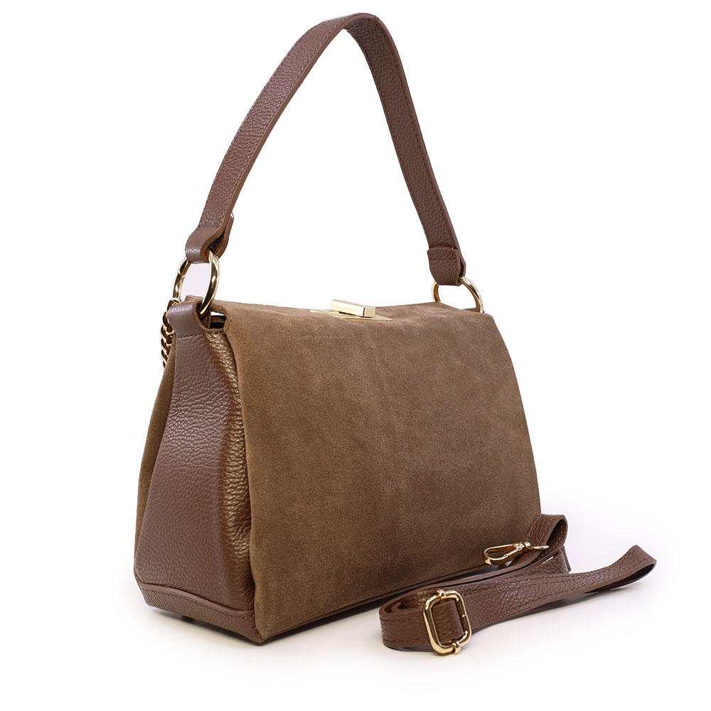 Poșetă satchel femei Enzo Bertini maro și taupe din piele naturală 154posp3401vmm - imagine 2