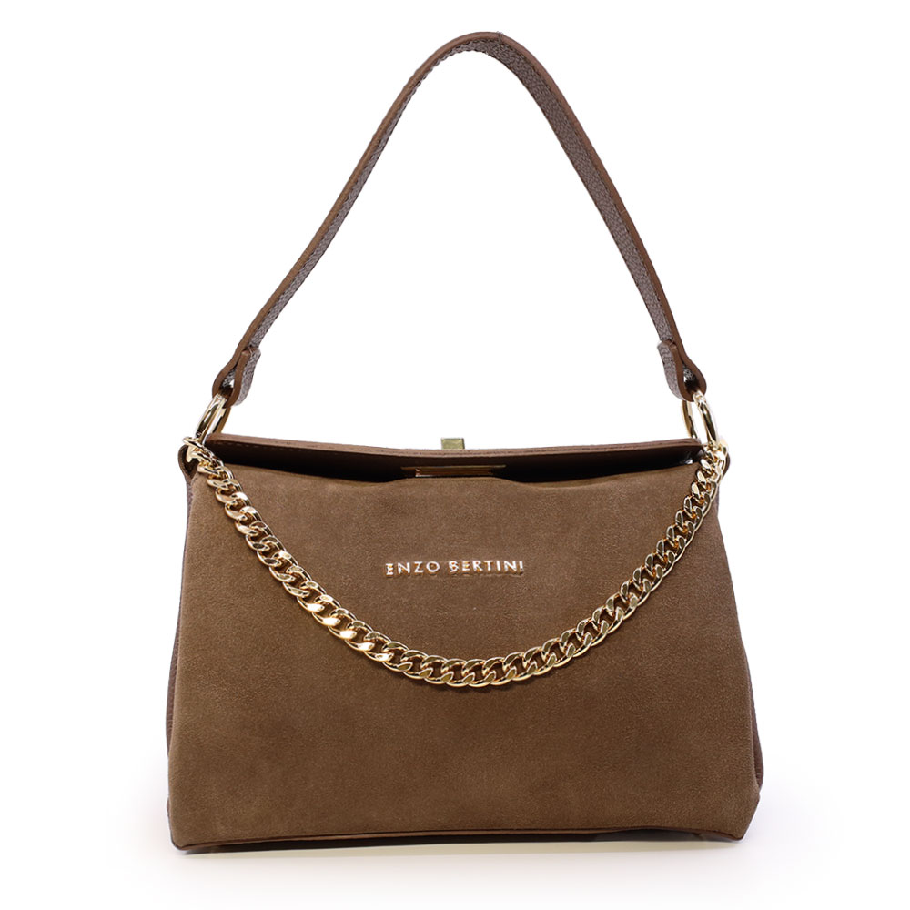 Poșetă satchel femei Enzo Bertini maro și taupe din piele naturală 154posp3401vmm