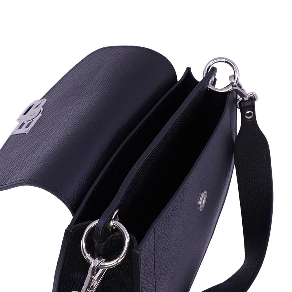 Poșetă satchel femei Enzo Bertini neagră cu logo 154POSP3352N