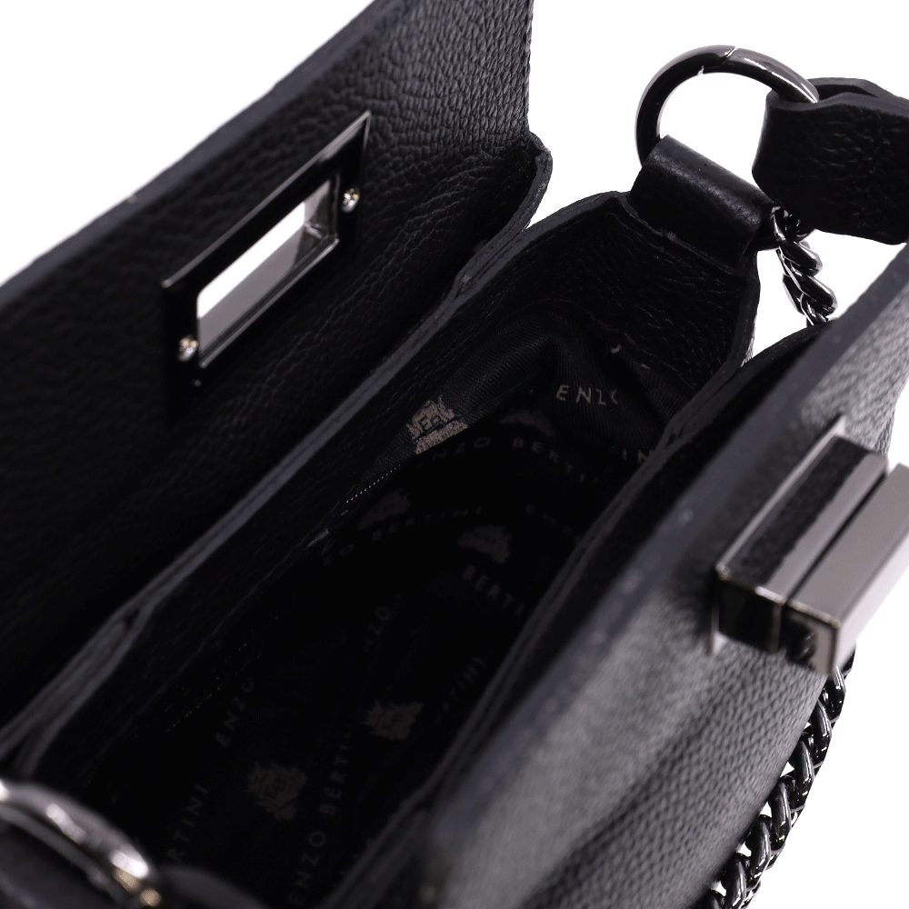 Poșetă satchel femei Enzo Bertini neagră din piele 154POSP3604N