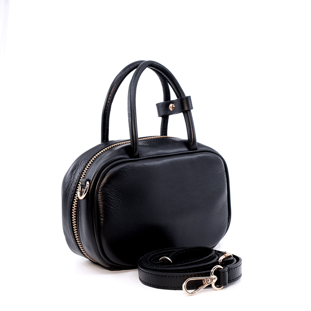 Poșetă satchel femei Enzo Bertini neagra din piele 154POSP3614N