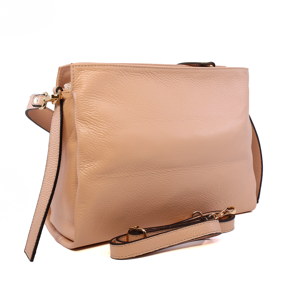 Poșetă satchel femei Enzo Bertini nude din piele 154POSP3616NU - imagine 2
