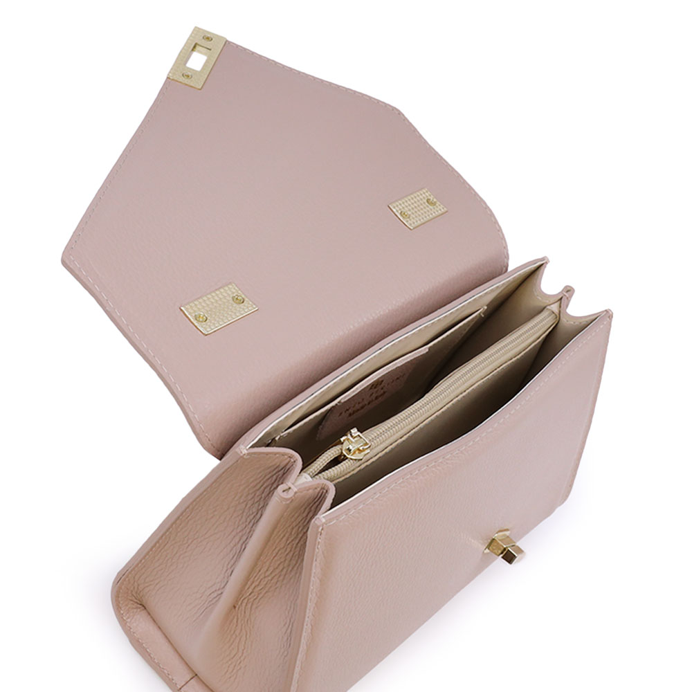 Poșetă satchel femei Enzo Bertini nude din piele naturală 154POSP3522NU