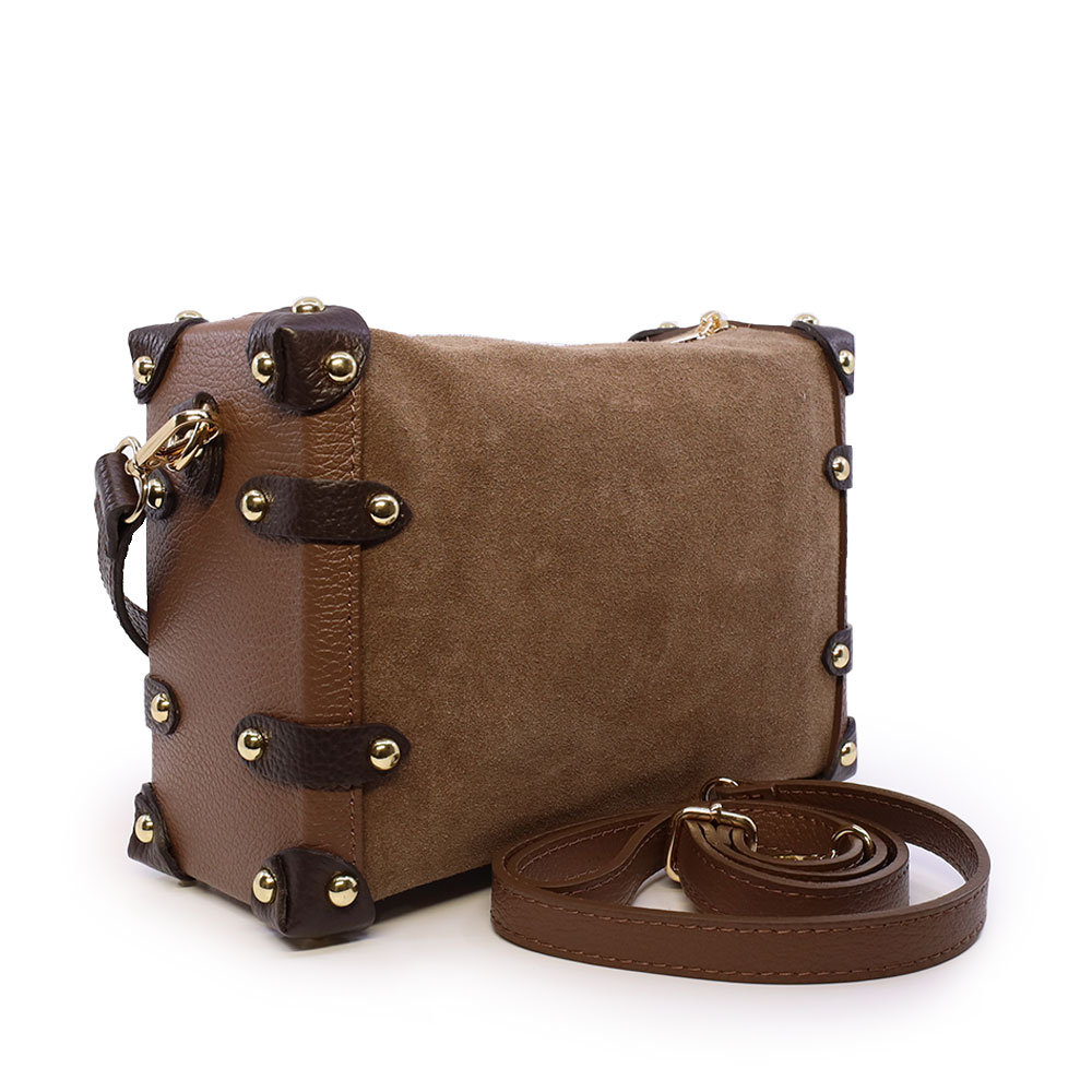 Poșetă satchel femei Enzo Bertini taupe din piele întoarsă 154POSP3656VTA - imagine 2