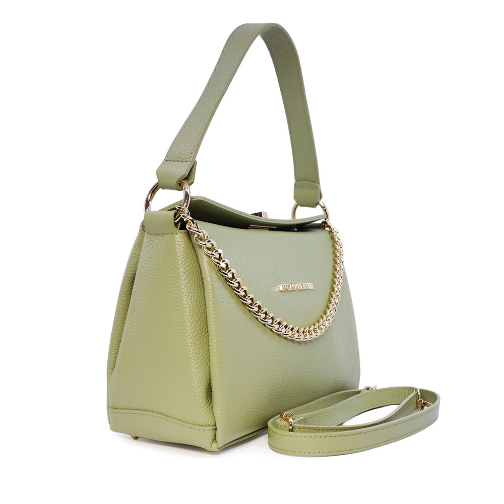 Poșetă satchel femei Enzo Bertini verde din piele naturală 154POSP3317V