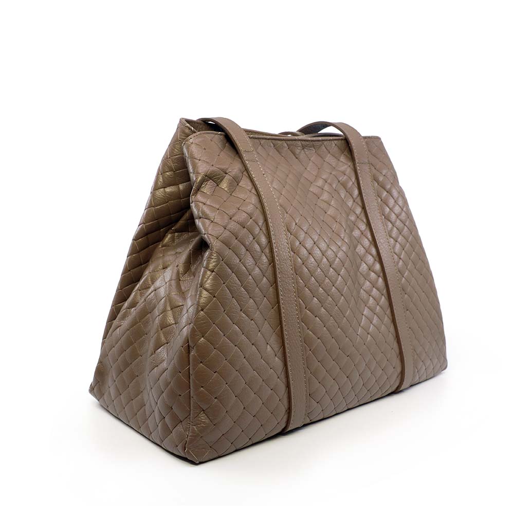 Poșetă shopper femei Enzo Bertini taupe din piele 154POSP3631TA