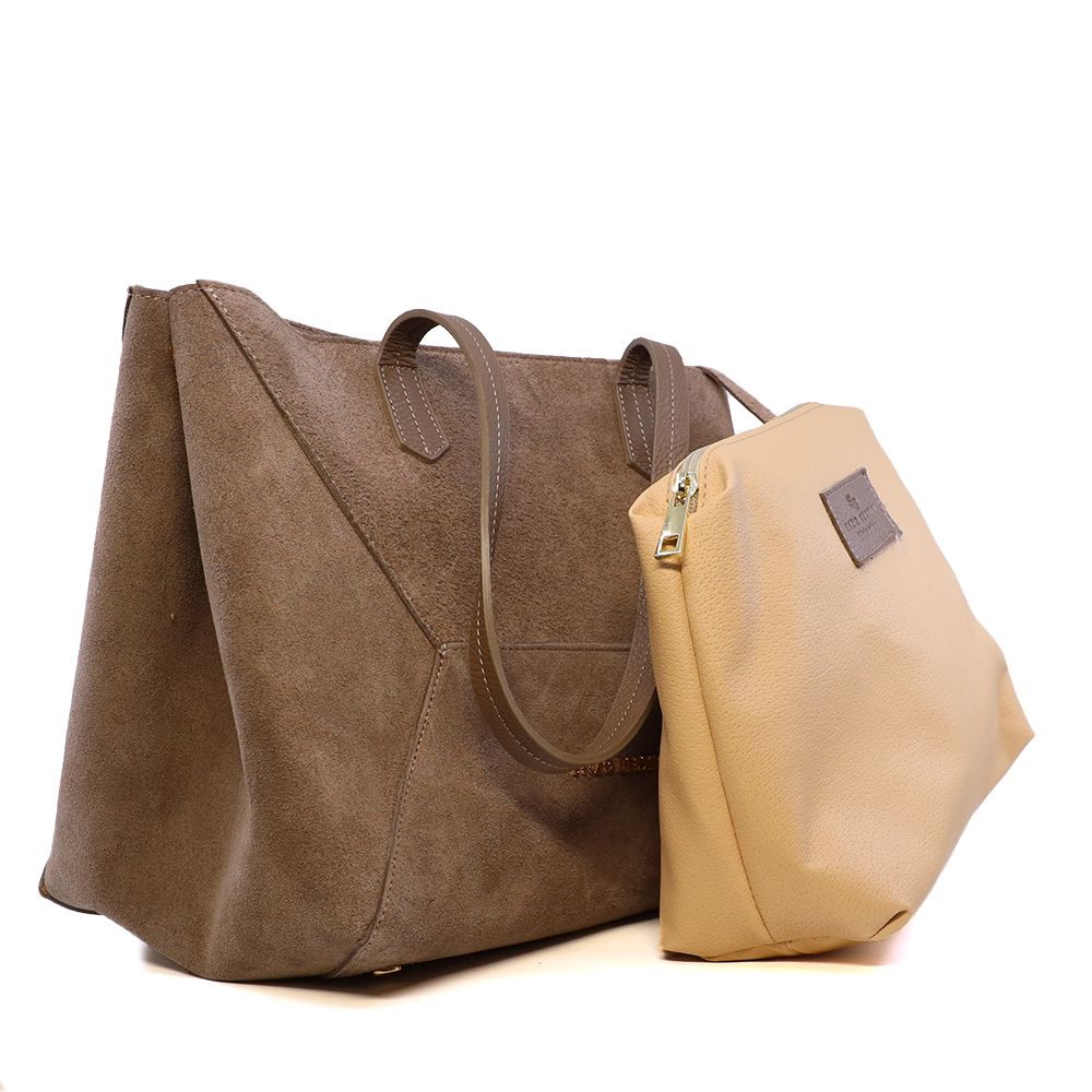 Poșetă shopper femei Enzo Bertini taupe din piele 154POSP3688VTA - imagine 2