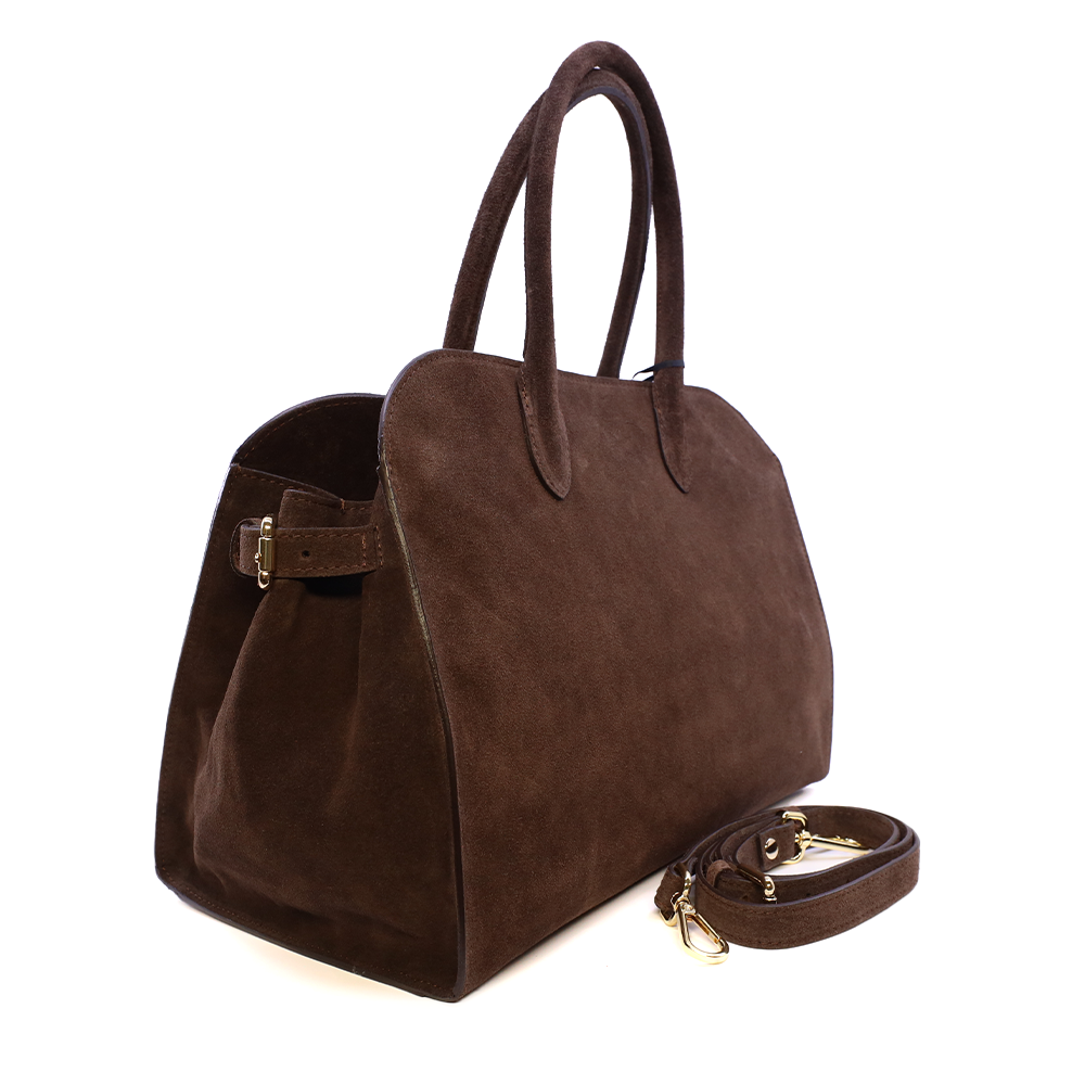 Poșetă tote femei Enzo Bertini maro din piele întoarsă 154POSP3412VTDM