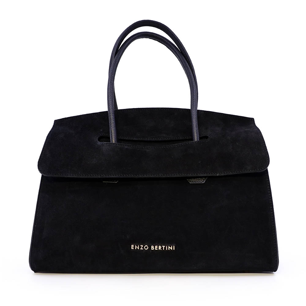 Poșetă tote femei Enzo Bertini neagră din piele întoarsă 154POSP3661VTDM