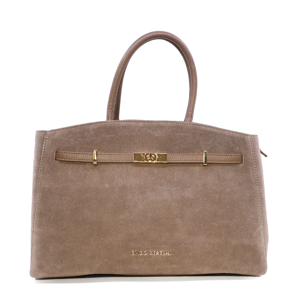 Poseta tote femei Enzo Bertini taupe din piele intoarsa 154POSP3588VTA
