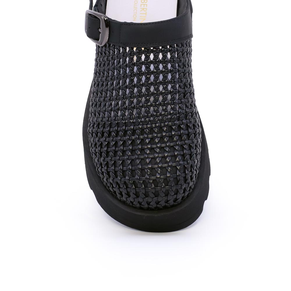 Saboți chunky femei Enzo Bertini negri din piele 1391DST2510N
