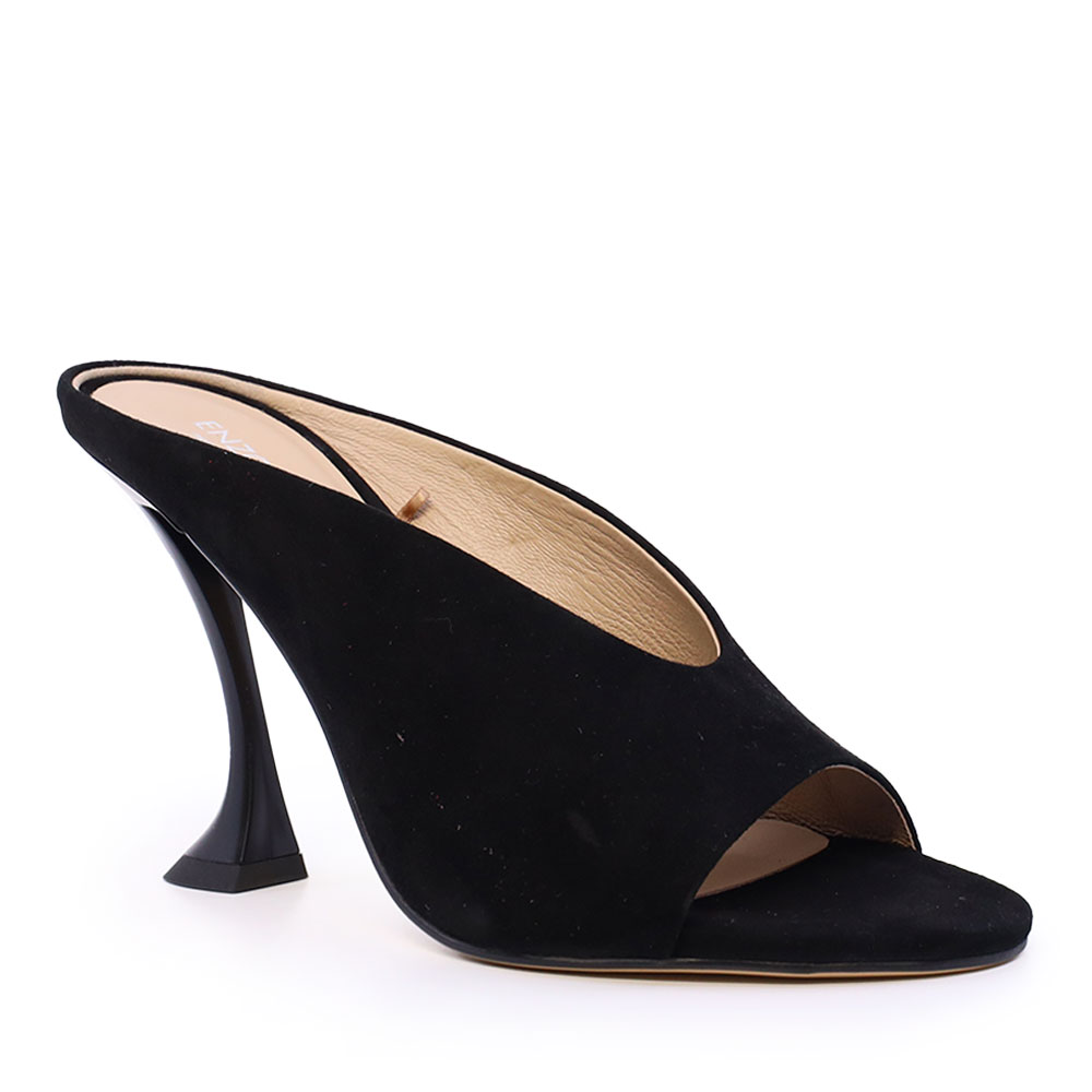 Saboți cu toc înalt femei Enzo Bertini negri din piele întoarsă 2271DST1986VN - imagine 2