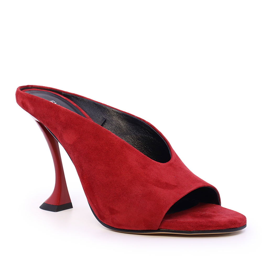 Saboți cu toc înalt femei Enzo Bertini roșii din piele întoarsă 2271DST1986VR - imagine 2