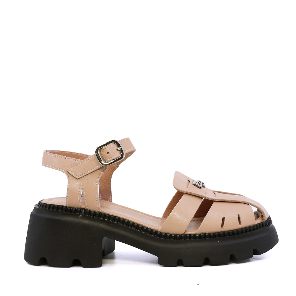 Sandale chunky femei Enzo Bertini taupe din piele 3861DS023NU