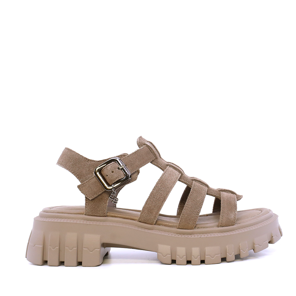 Sandale chunky femei Enzo Bertini taupe din piele întoarsă 1391DS8972VTA