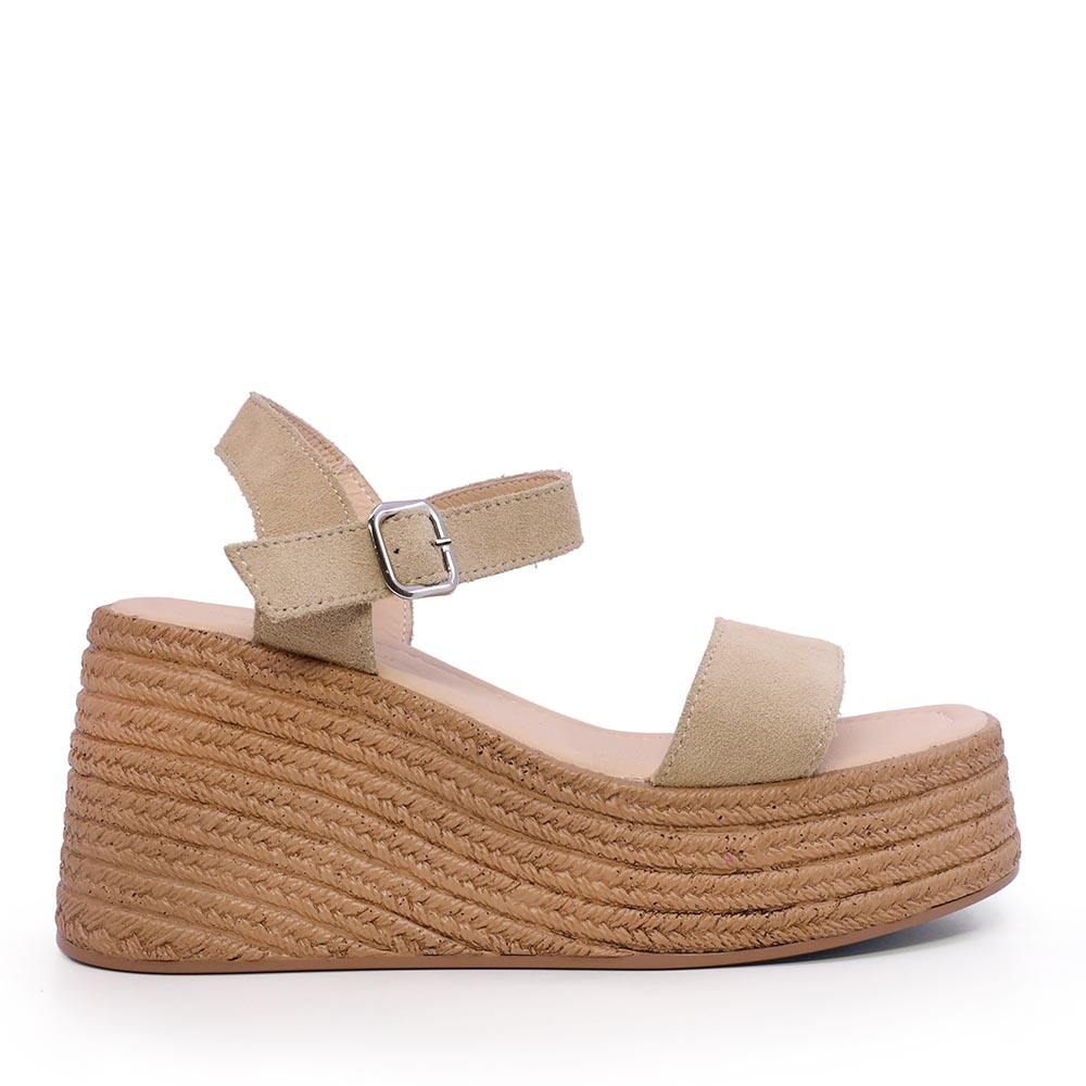 Sandale cu platformă femei Enzo Bertini bej din piele întoarsă 1391DS8100VBE