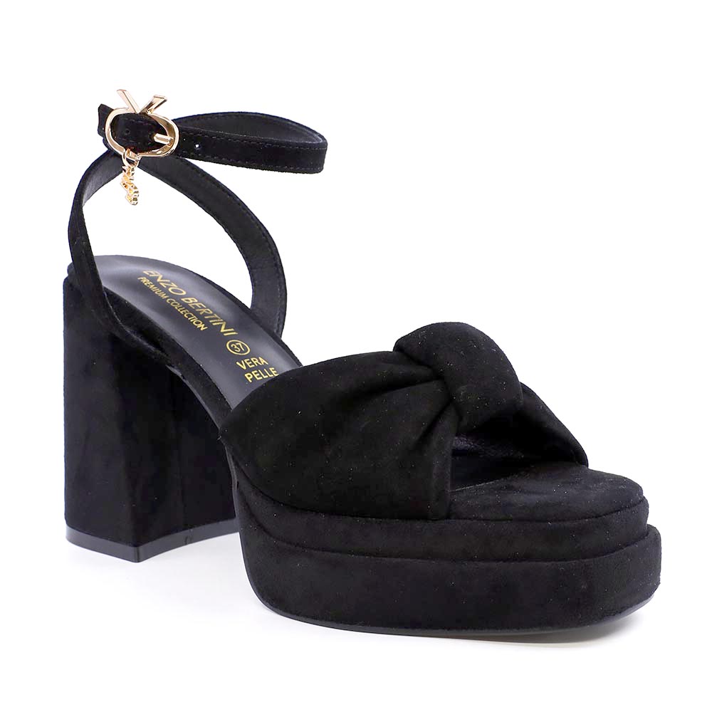 Sandale cu platou femei Enzo Bertini negre din piele întoarsă 1129DS4025VN - imagine 2