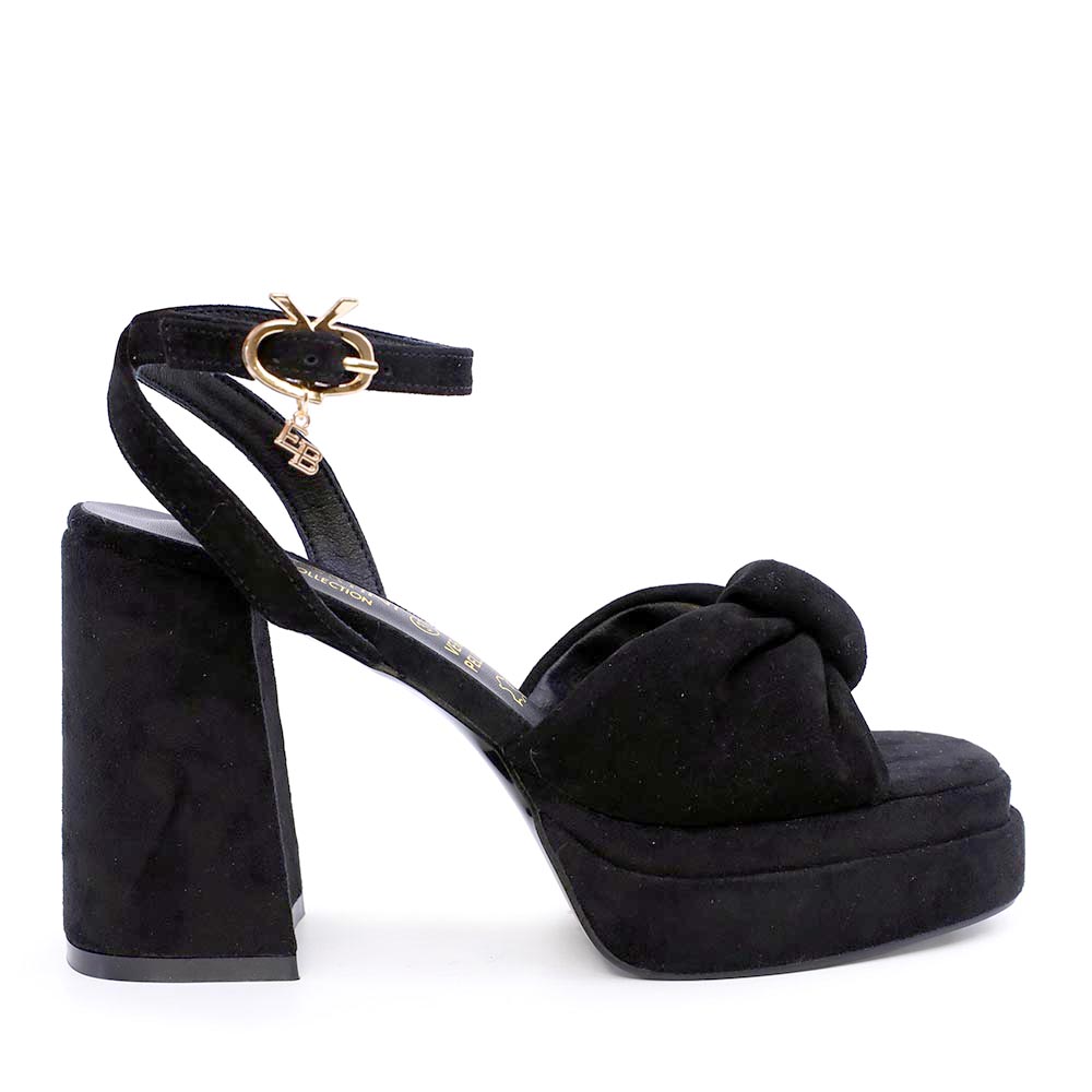 Sandale cu platou femei Enzo Bertini negre din piele intoarsa 1129DS4025VN