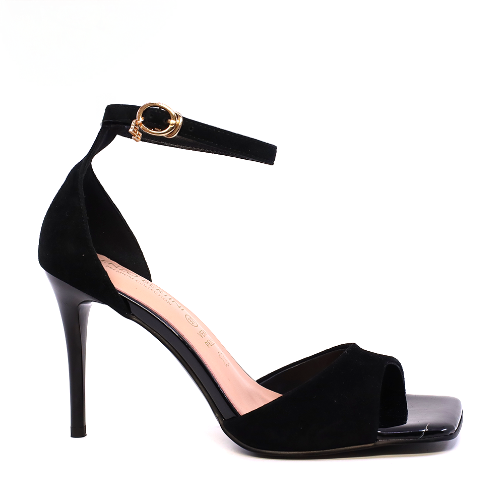 Sandale cu toc inalt femei Enzo Bertini Premium Collection negre din piele intoarsa 1121DS8036VN