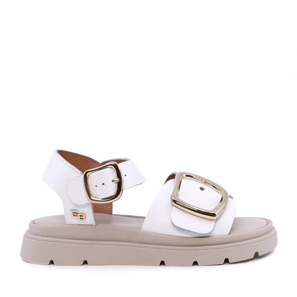 Sandale femei Enzo Bertini albe din piele cu catarama 2801DS7220A