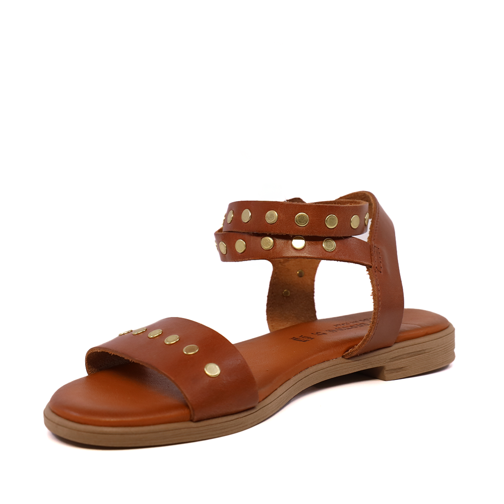 Sandale femei Enzo Bertini cognac din piele cu elemente metalice 2809DS16334CO