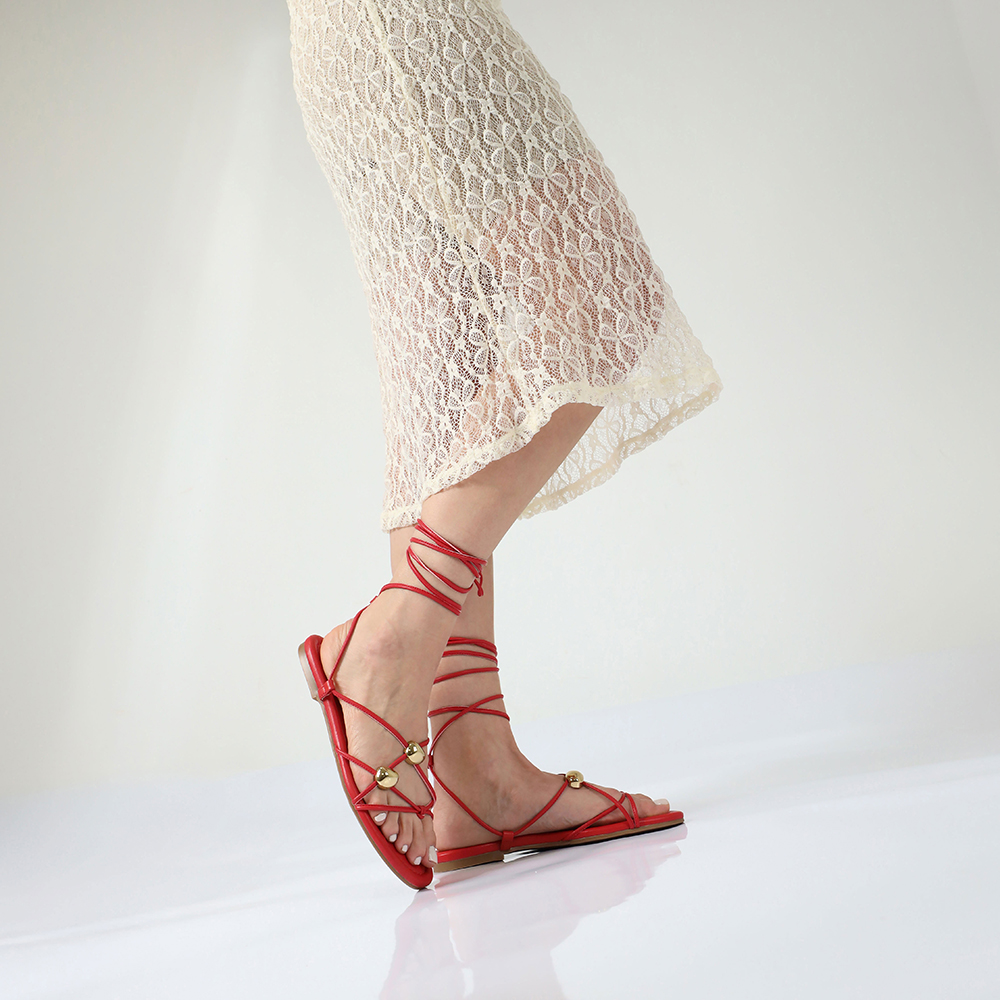 Sandale romane femei Enzo Bertini roșii din piele 1391DS2100R