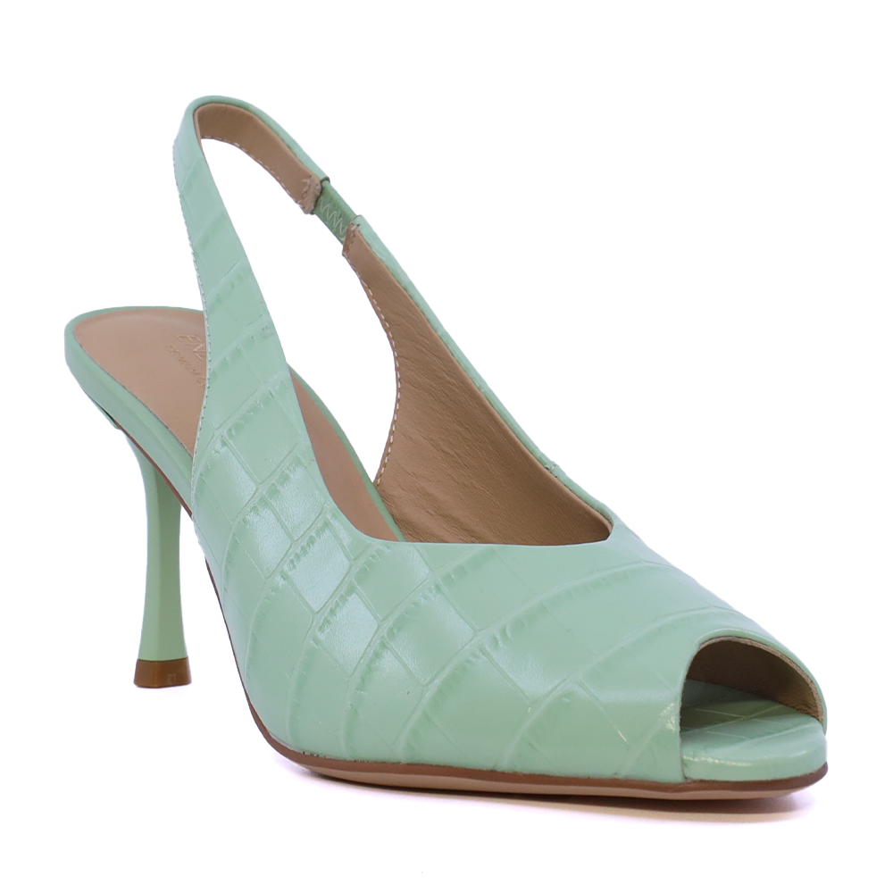 Sandale slingback cu toc înalt femei Enzo Bertini verzi din piele 1391DS5200V