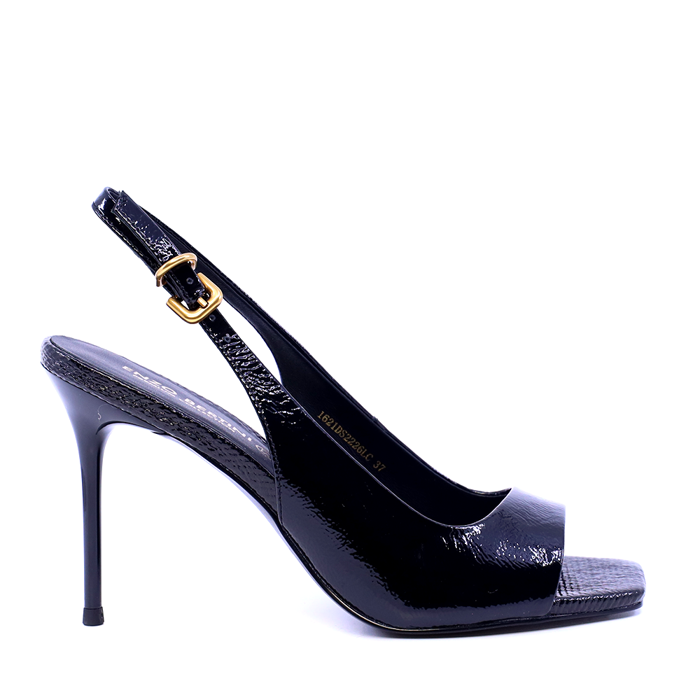 Sandale slingback femei Enzo Bertini negre din piele lăcuită 1621ds2226ln
