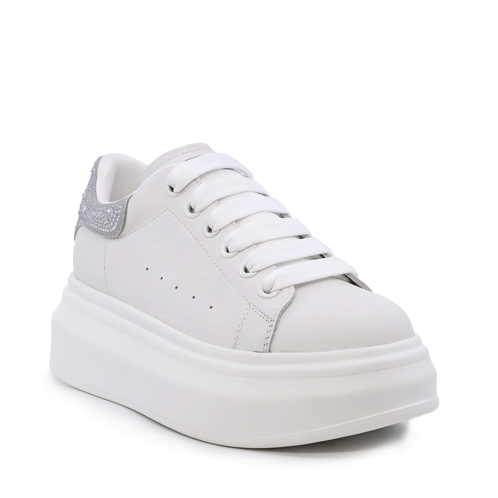 Sneaker femei Enzo Bertini albi din piele cu ștrasuri 3861DP262A - imagine 2