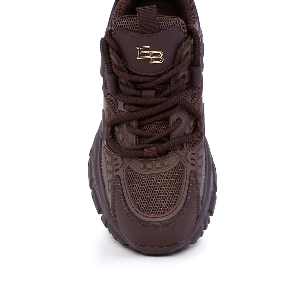 Sneakers chunky femei Enzo Bertini maro din piele și textil 3862DP181M
